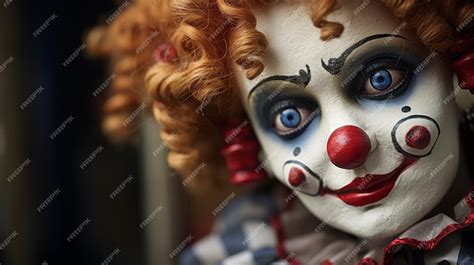 Premium Photo Scary Clown Doll Closeup Photo With Toylike Proportions