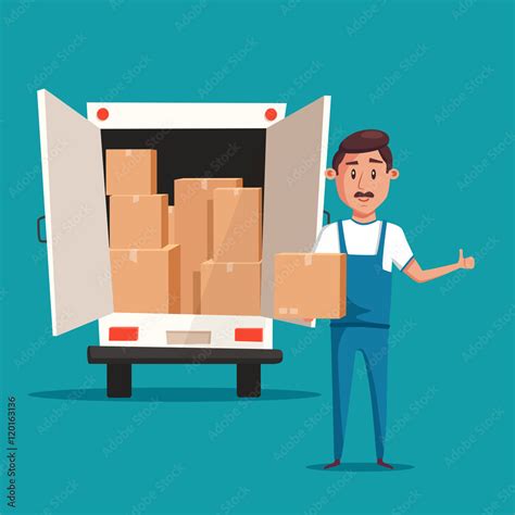 Good Worker Cartoon Vector Illustration Relocation Moving Service