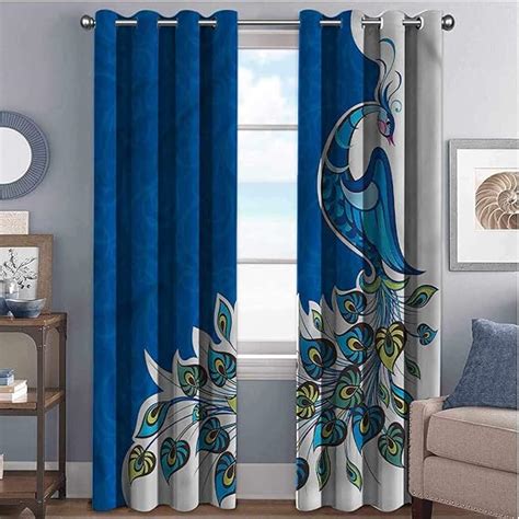 Peacock Shading Insulated Curtain Abstract Peafowl Oriental For Living