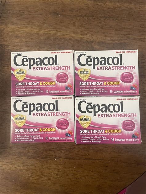 Cepacol 4 Boxes Extra Strength Sore Throat Cough Lozenges Mixed Berry