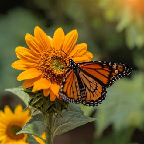 Mariposa Monarca En La Flor Imagen De Una Mariposa Monarca En Un