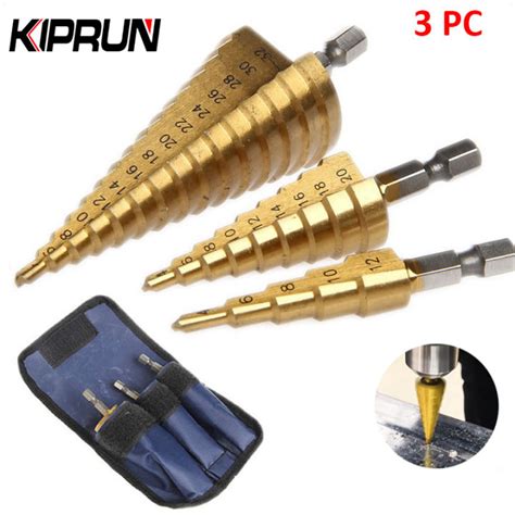 Ready Stock KIPRUN 3 Pcs HSS Titanium Coated Step Universal Drill Bit