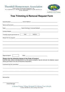 Fillable Online Tree Trimming Removal Request Form Thornhill Estate