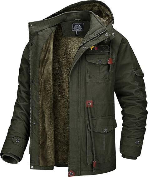 MAGCOMSEN Herren Warm Gefüttert Winterjacke Militär Cargo Jacke