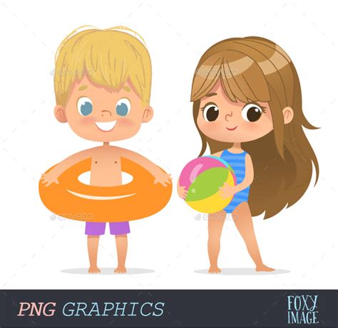 Pool Party Kids Set2, Graphics | GraphicRiver