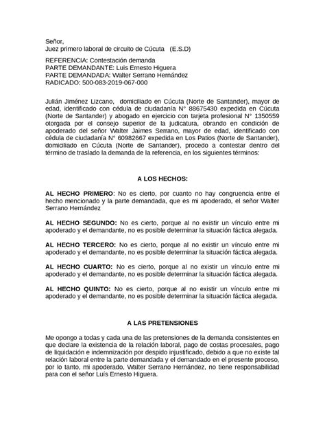 Introducir 38 Imagen Modelo De Contestacion De Demanda Laboral Por