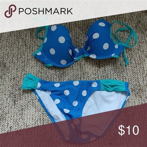 Blue Polka Dot Bikini Old Navy Blue Polka Dot Bikini With Green Trim