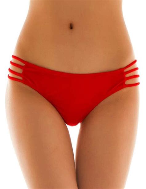 Shekini Womens Solid Strappy String Bikini Rose Red Size Iwry For