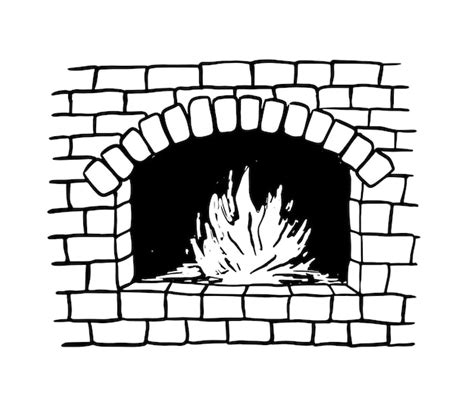 Horno Con Fuego Para Cocinar Doodle Sketch Vector Premium