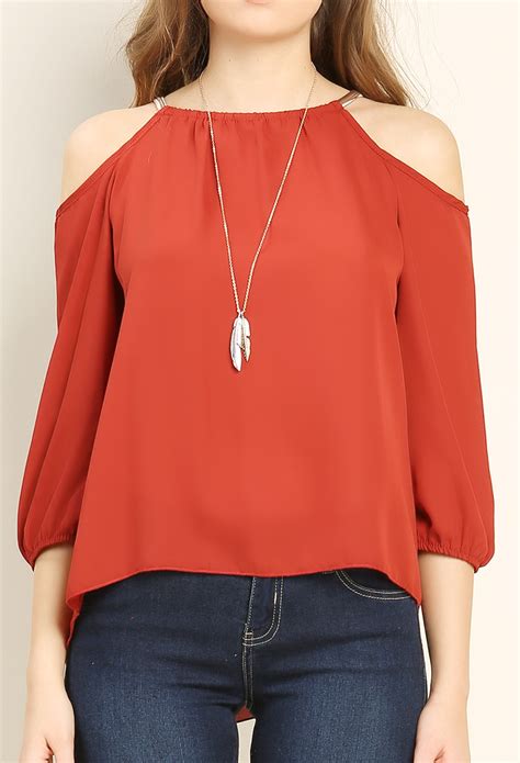 Off The Shoulder Chiffon Top Shop Dressy Tops At Papaya Clothing