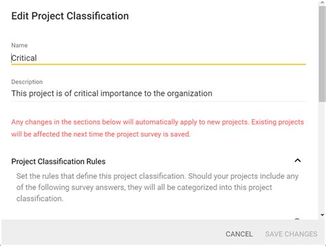 Project Classification · Sd Elements User Guide