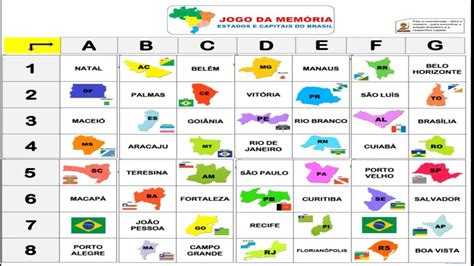 Capitais Do Brasil Jogo - Jogo Da Memória Estados E Capitais Do Brasil Para Imprimir - RETOEDU