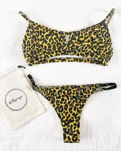 Bikini Leopardo Con Top Con Abertura En V Y Colaless Cuotas sin interés