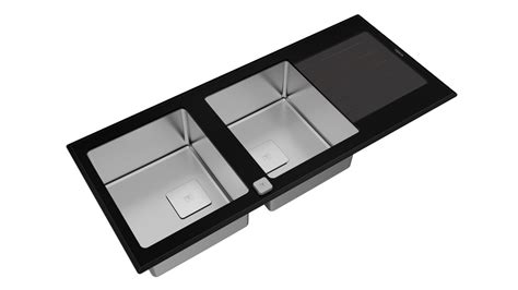 Teka DIAMOND RS15 2B 1D AUTO Inset PureLine Glass Sink With Two Bowls