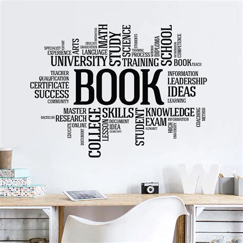 School Classroom Vinyl Wall Decal Quotes Books Words Bookworm Library Book Shop Wall Stickers