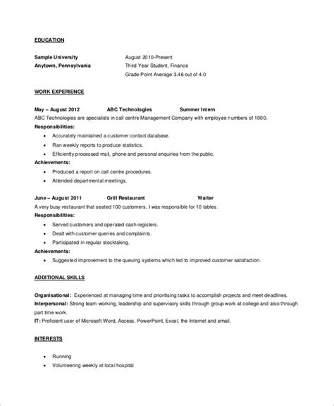 Microsoft Word Internship Resume Template Guglle