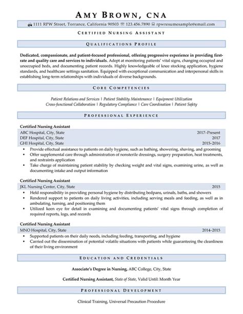 CNA Resume Example Resume Professional Writers