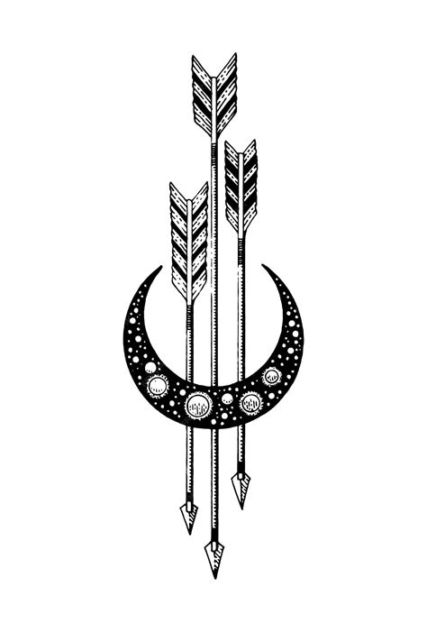 Premium Vector Vector Moon And Arrow Tattoo Boho Occult Tattoo