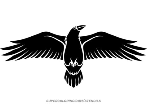 Stencil Of Flying Crow Free Printable Papercraft Templates