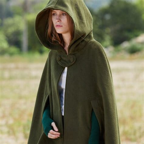 Green Hooded Wool Coat Wool Cloak Cape Cashmere Women Wool Etsy