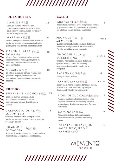 Carte et Menus 2023 Memento Madrid à Madrid TheFork