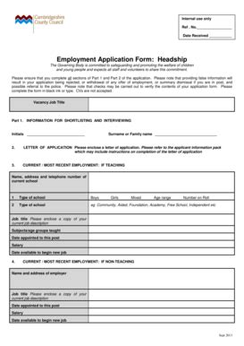 Fillable Online Tes Co Employment Application Form Headship Tes Co