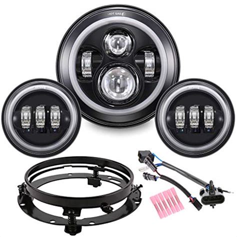 Z OFFROAD Juego De Faros Delanteros LED Tipo Halo Negro De 7 Pulg