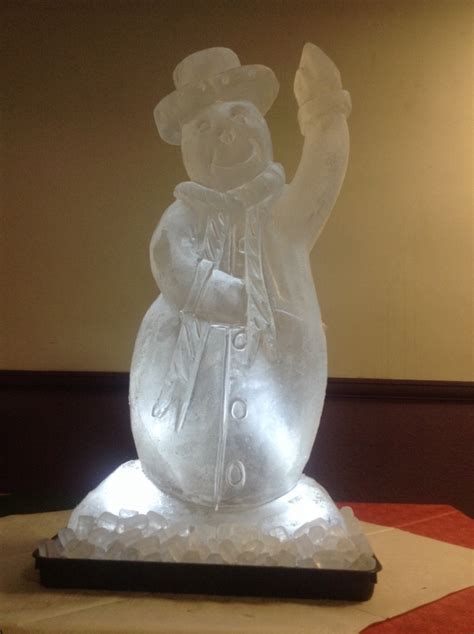 Snowman Waving Passion For Ice Ice Sculpture And Ice Luge Specialists