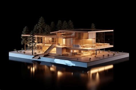 Premium AI Image 3d Rendering Of Modern Cozy House With Pool And