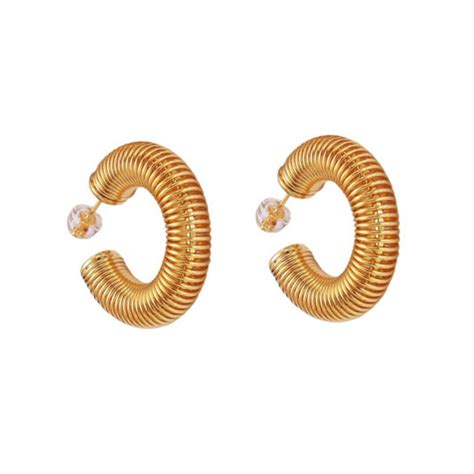 Spiral Gold Hoops For Women Affordable Gold Gold Plated Hoop Earring Etsy