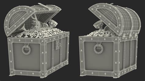 Old Treasure Chest Open 3D Model 39 3ds Blend C4d Fbx Max Ma