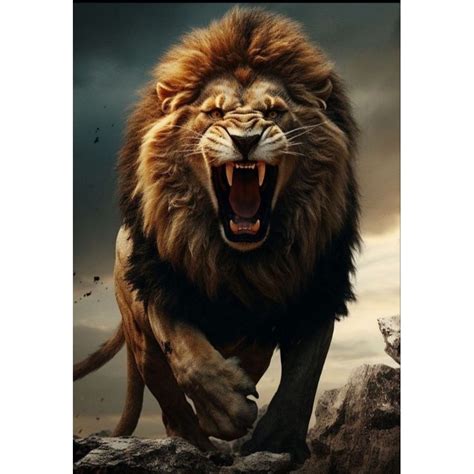 jual poster cetak hiasan dinding jumbo gambar singa buas uk  cm