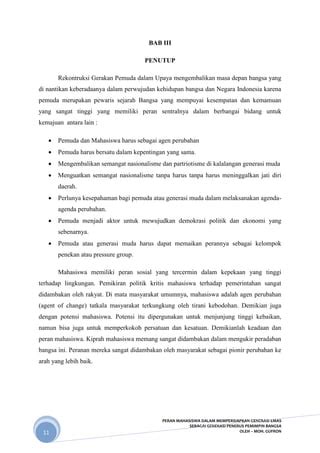 Peran mahasiswa dalam mempersiapkan generasi emas sebagai generasi ...