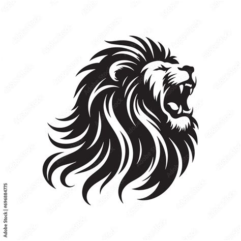 lion roaring silhouette untamed majesty bold mane  striking outline