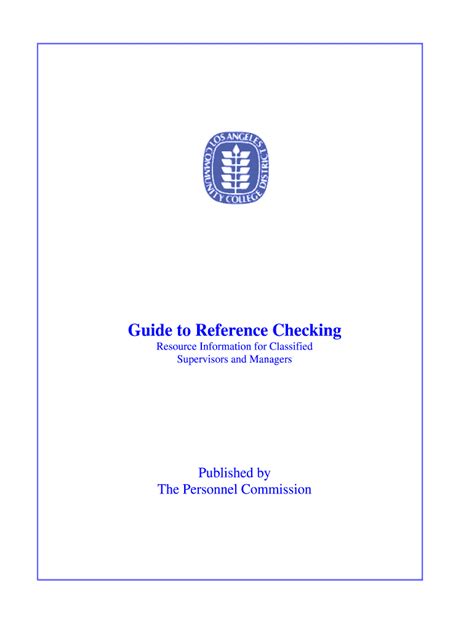 Fillable Online Laccd Reference Checking Guide Los Angeles Community