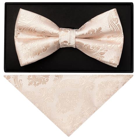 Nude Mens Paisley Bow Tie And Pocket Square Free Delivery