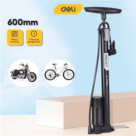 Deli Φ38x600mm Air Pump High Pressure Tire Inflator With Pressure Gauge