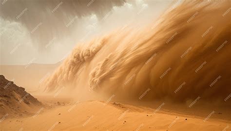 premium photo sandstorm   desert generative ai