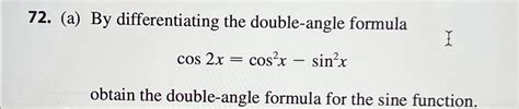 Solved (a) ﻿By differentiating the double-angle | Chegg.com