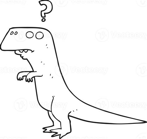 Black And White Cartoon Confused Dinosaur 36375546 Png