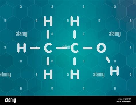 Alcohol Ethanol Ethyl Alcohol Molecule Chemical Structure White Skeletal Formula On Dark