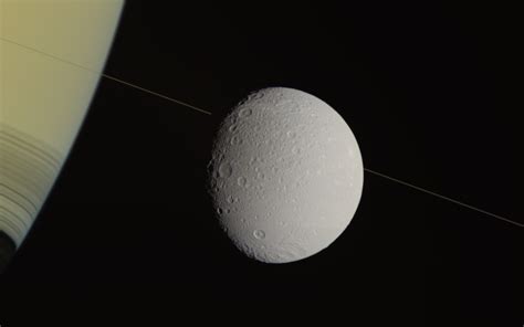 Dione And Saturn And An Almost Invisible Ring The Planetary Society