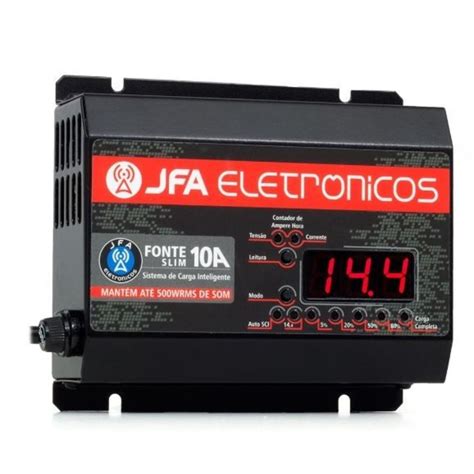 Fonte Carregador Jfa 10a Sci Slim 10 Amperes Bivolt Voltímetro E