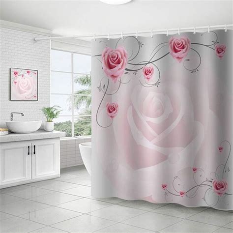 Завеса за баня Pink Rose Waterproof Shower Curtain Olele Bg