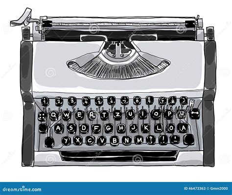 Manual Typewriter Vintage Black and White Art Painting Stock ...