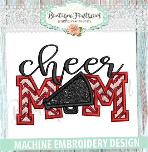 Cheer Mom Applique Embroidery Design Instant Download Etsy