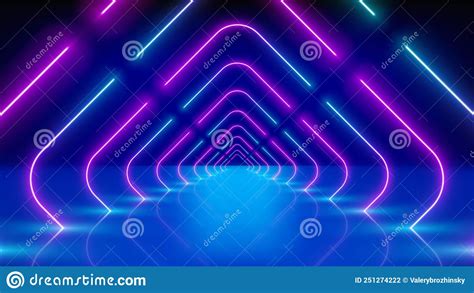 Glowing Neon Lines Tunnel Led Arcade Stage Abstract Technology