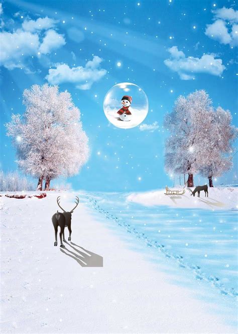 Mohome X Ft Glitter Christmas Photo Backdrop Blue Sky Cloud Background