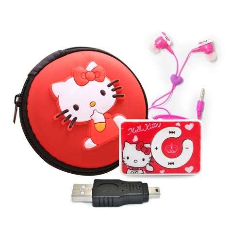 Cute Cartoon Hello Kitty MP3 Music Player Support microsd TF Card Mini MP3 Player+Hello Kitty ...