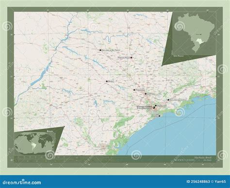 Sao Paulo Brazil Osm Puntos Etiquetados De Ciudades Stock De